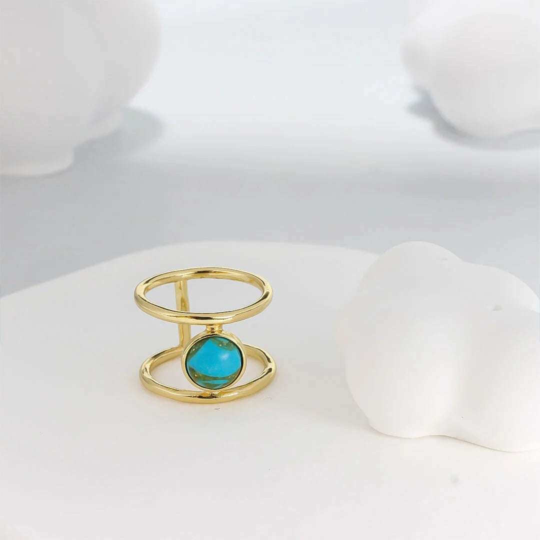 Mosenac™ Natural Turquoise Gold Ring