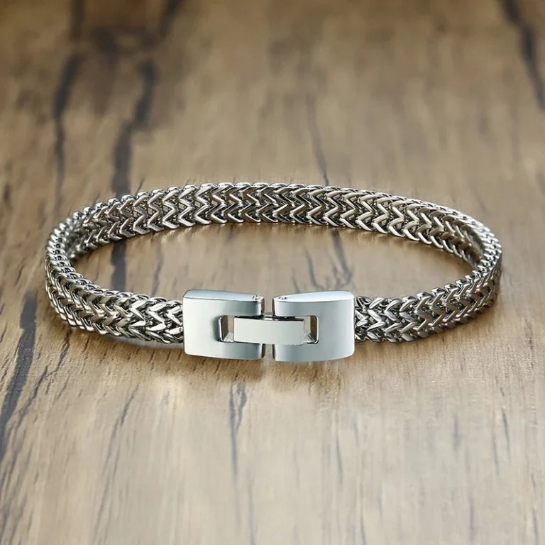 Silver Steel Punk Biker Bracelet